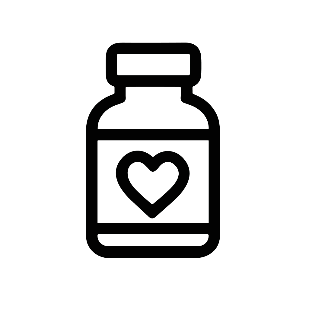 Outline Simple Medicine Bottle Heart Shape Symbol Healthcare Icon