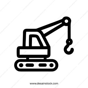 Bold Outline Crawler Crane Construction Equipment Transportation Machinery Industry Icon