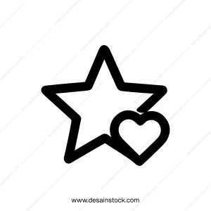 Simple Outline Star and Heart Icon in Black Line Style for Web Design