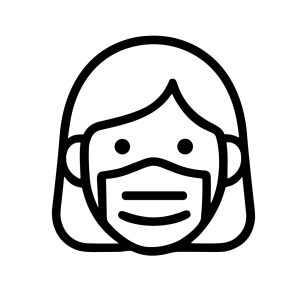 Simple Outline Line Art Woman Wearing Face Mask Medical Icon