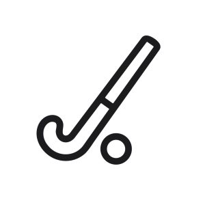 Simple Line Hockey Stick and Ball Sport Equipment Icon Illustration