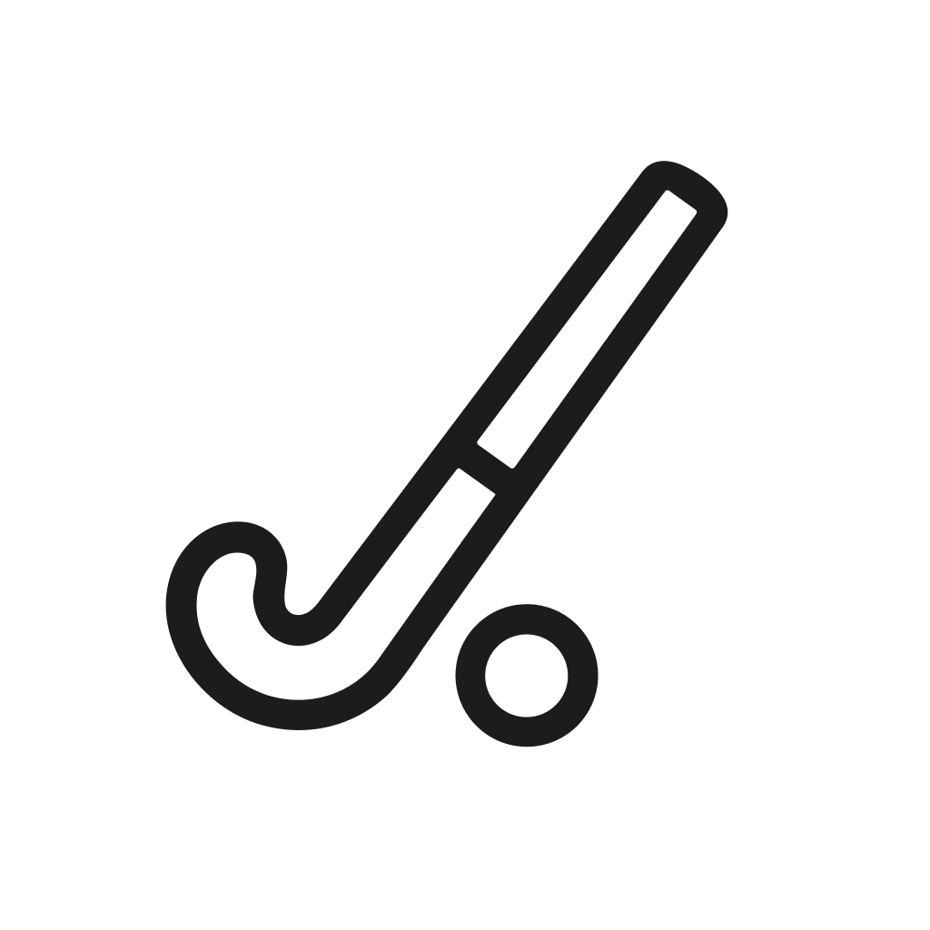 Simple Line Hockey Stick and Ball Sport Equipment Icon Illustration