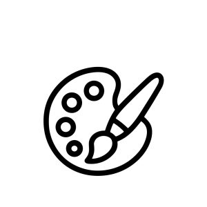 Simple Outline Drawing Artist Palette with Brush Stroke Art Supply Icon