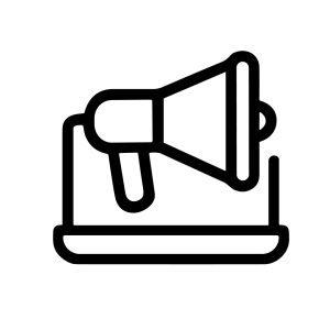 Simple Line Megaphone on Laptop Digital Marketing Online Promotion Icon