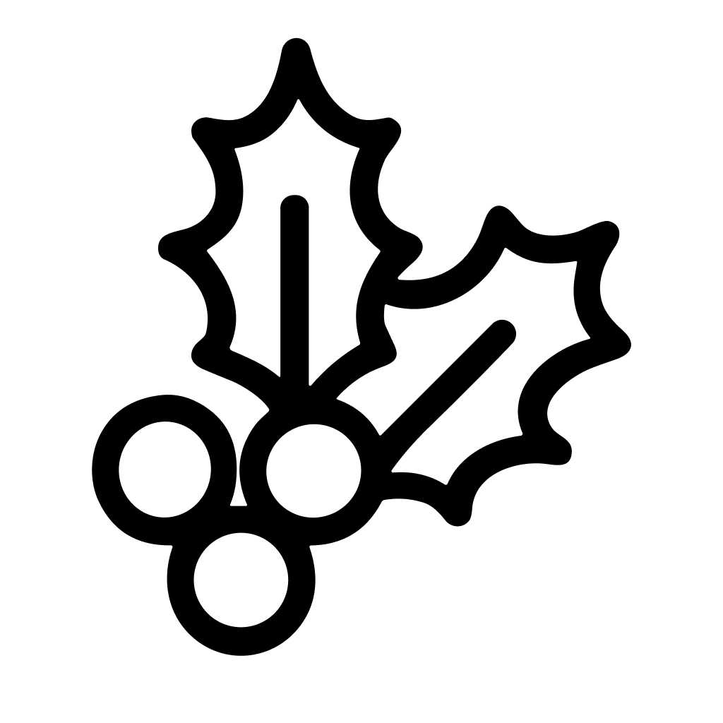 Outline Minimalist Holly Berry Leaves Decoration Celebration Icon Element