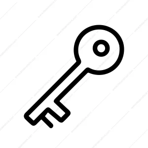 Minimalist Line Drawing Key Outline Door Lock Access Symbol Icon