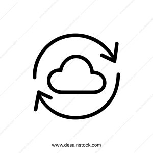 Minimalist Outline Style Cloud Refresh Arrow Circle Shape Technology Icon