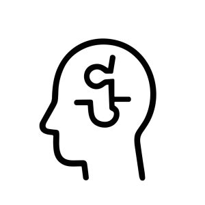 Simple Line Head Profile Puzzle Piece Thinking Concept Icon