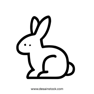 Minimalist Outline Sitting Rabbit Animal Cute Farm Element Icon