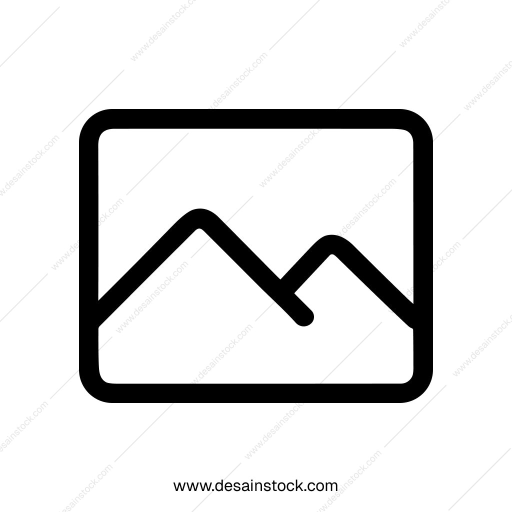 Simple Line Drawing Landscape in a Frame Icon Illustration