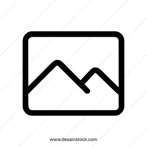 Simple Line Drawing Landscape in a Frame Icon Illustration