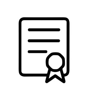 Minimalist Outline Certificate Document Legal Page Icon with Ribbon Detail