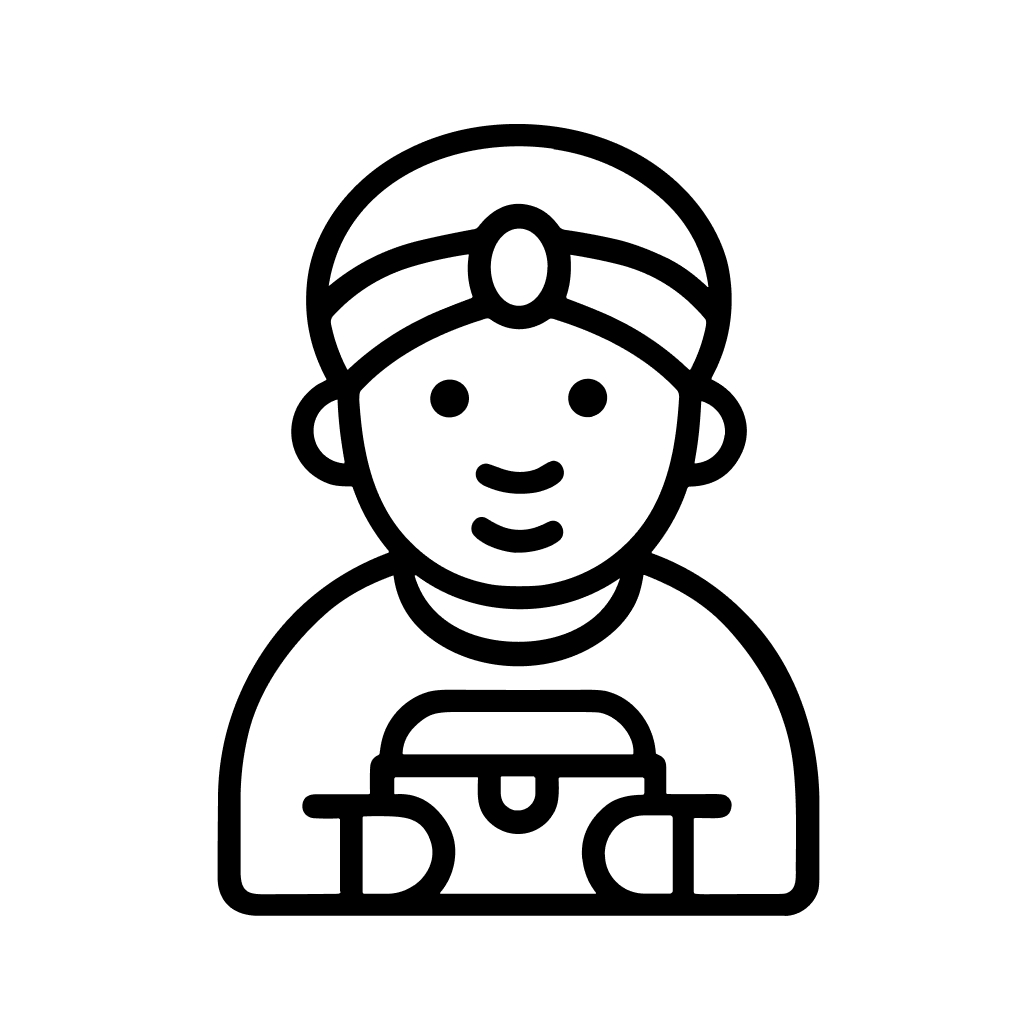 Simple Outline Smiling Aladdin Carrying Treasure Chest Line Art Illustration