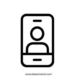 Simple Line Art Mobile Phone User Interface Icon Symbol