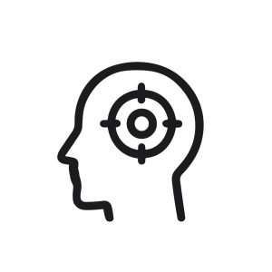 Outline Minimalist Mind Target Icon Inside Human Head Silhouette Graphic