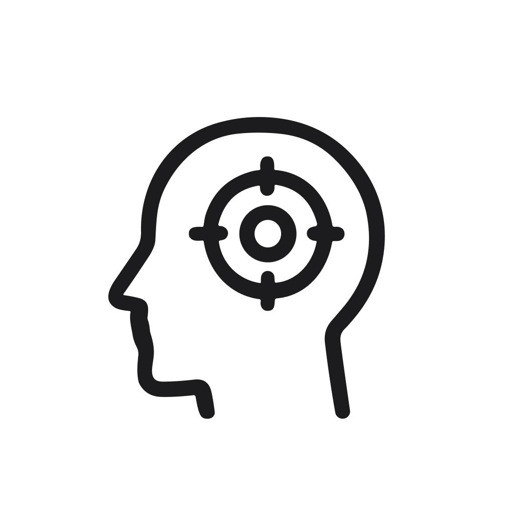 Outline Minimalist Mind Target Icon Inside Human Head Silhouette Graphic