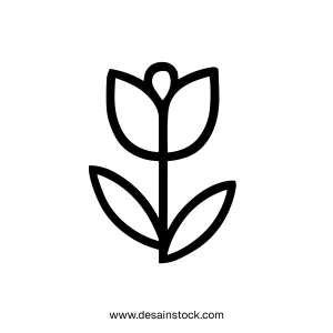 Simple Outline Isolated Tulip Flower Bloom Blossom Plant Icon Graphic