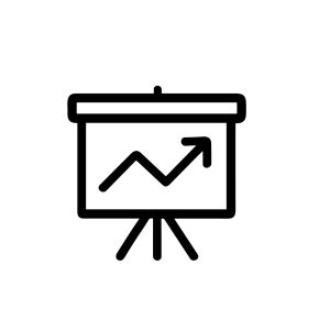 Simple Outline Presentation Board with Arrow Upward Sign Icon Design