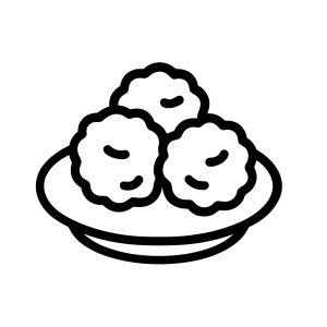 Minimalist Outline Delicious Meatball Dish Plate Food Culinary Icon