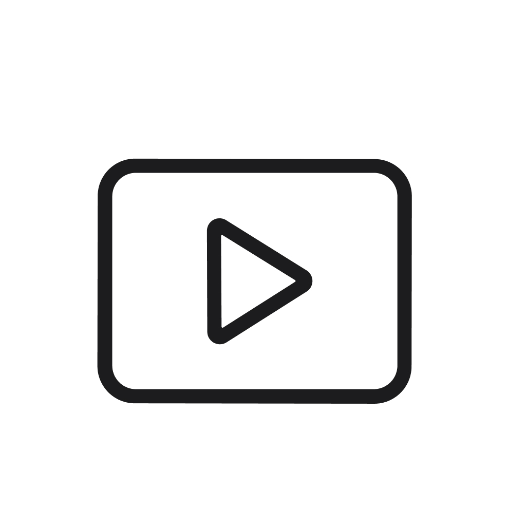 Simple Lineart Play Button with Rounded Rectangle Shape for Interface Icon