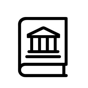 Line Art Museum Building Outline Icon on Book Cover Education
