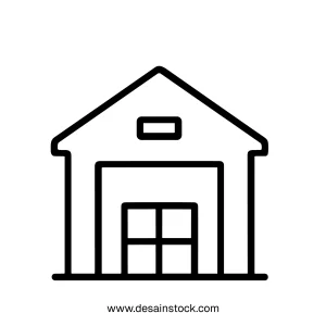Outline Simple Barn Building Structure Farmhouse Icon Illustration