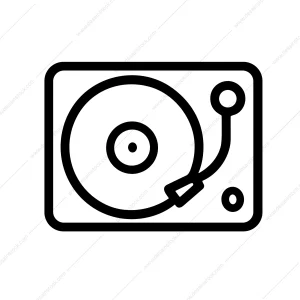 Minimalist Outline Style Turntable Music Player Device Entertainment Icon