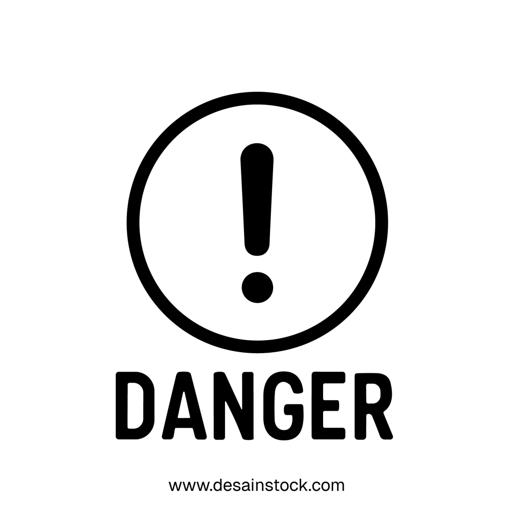 Minimalist Outline Danger Exclamation Mark Sign Inside Circle Shape Icon