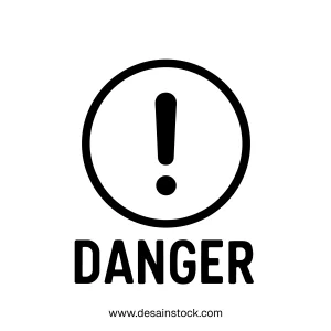 Minimalist Outline Danger Exclamation Mark Sign Inside Circle Shape Icon