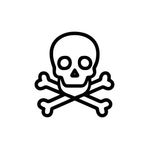 Minimalist Line Art Skull and Crossbones Danger Sign Icon Symbol