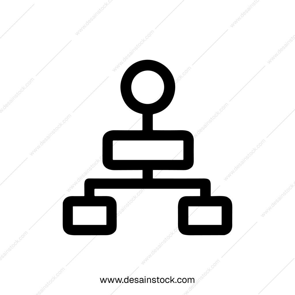 Simple Outline Data Flow Chart Diagram Organization Icon Design