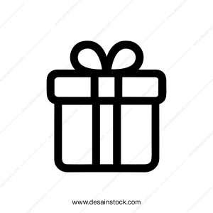 Minimalist Outline Gift Box Icon with Ribbon Bow Holiday Present