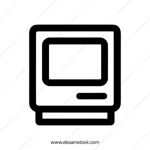 Minimalist Outlined Old Computer Display Retro Desktop Technology Icon