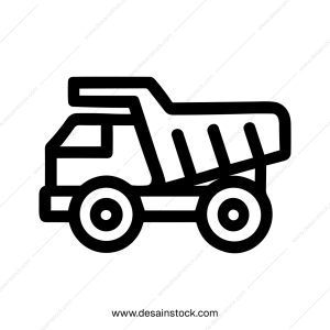 Outline Simple Dump Truck Vehicle Heavy Equipment Transportation Icon