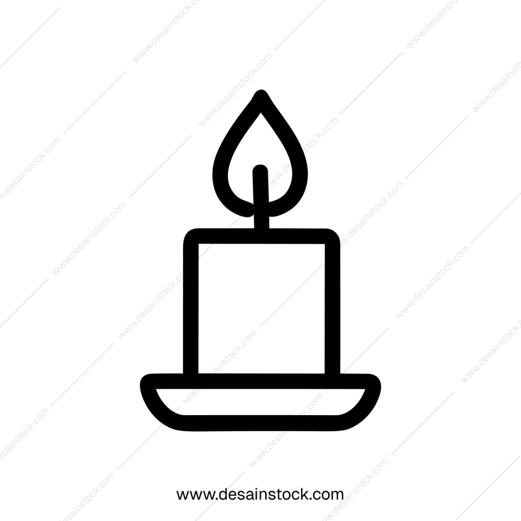 Minimalist Outline Candle Flame Light Element Design Sign Icon
