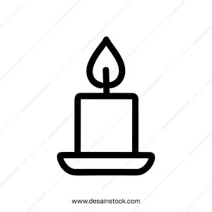 Minimalist Outline Candle Flame Light Element Design Sign Icon