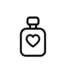 Minimalist Outline Bottle with Heart Decoration for Aromatherapy Essential Oil Icon