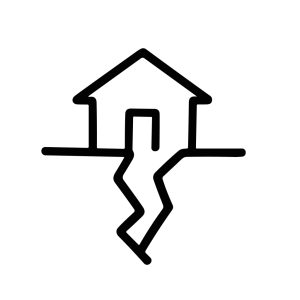 Simple Outline Earthquake House Crack Disaster Safety Icon Illustration