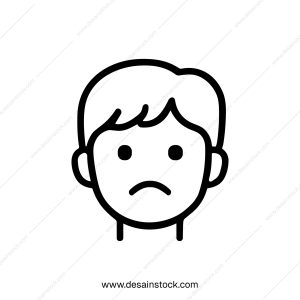 Simple Outline Sad Face Depression Stress Anxiety Person Icon