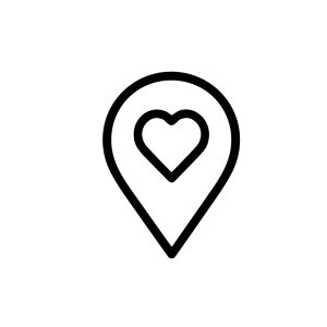 Simple Outline Heart Location Pin Point Icon Graphic Element