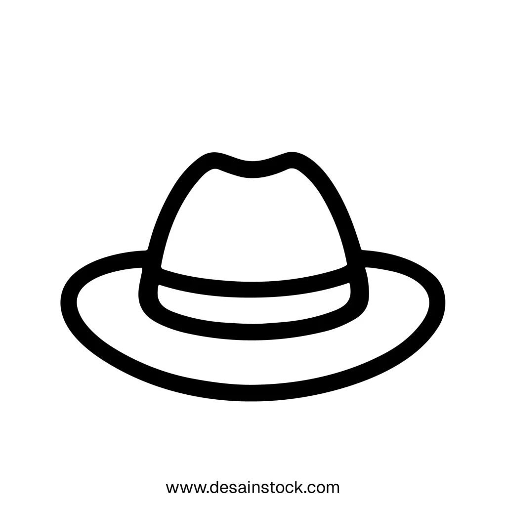 Simple Lineart Minimalist Hat Silhouette Outline Fashionable Accessory Symbol