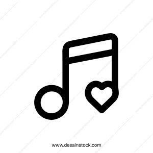 Simple Line Music Note with Heart Detail Icon Symbol Design