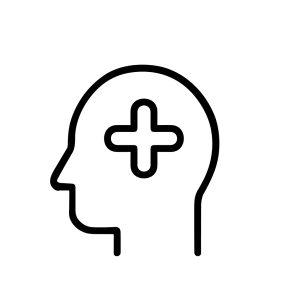 Simple Outline Human Head Plus Sign Medical Health Icon Illustration