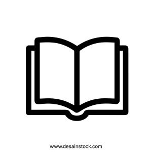 Outline Simple Open Book Illustration for Education and Knowledge Icon