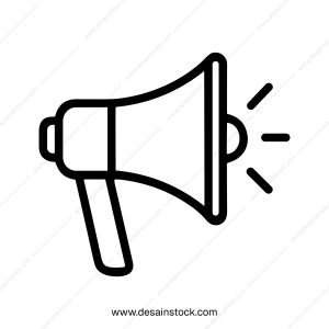 Simple Outline Loudspeaker Announce Icon with sound Waves Promotion Concept