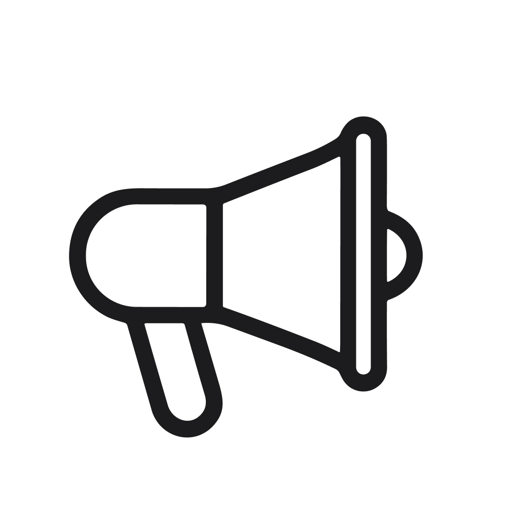 Minimalist Line Art Megaphone Outline Symbol Communication Promotion Icon