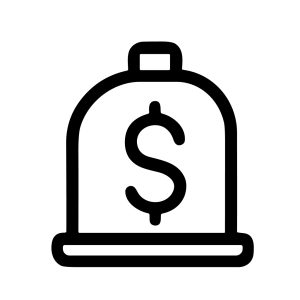 Simple Outline Bell Money Currency Sign Shape Icon Symbol