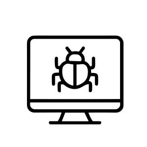 Simple Line Art Computer Bug Virus Threat Protection Icon Design