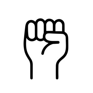 Minimalist Line Art Raised Fist Symbol of Solidarity and Resistance Icon