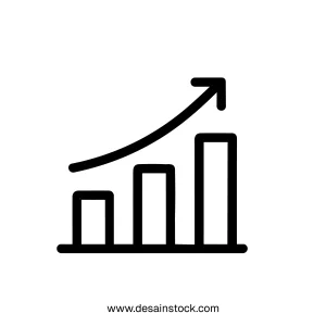 Simple Outline Growing Bar Chart Diagram Arrow Upward Icon